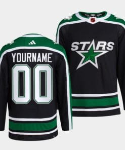 Custom Dallas Stars Jersey Name And Number 2022 Black Reverse Retro 2.0