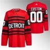 Custom Detroit Red Wings Jersey Name And Number 2022-23 Red Reverse Retro