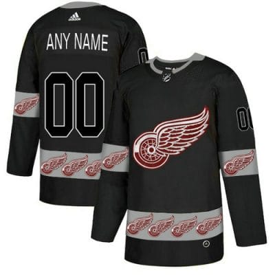 Custom Detroit Red Wings Jersey Name And Number Black Team Logos Fashion 8 Custom Detroit Red Wings Jersey Name And Number Black Team Logos Fashion