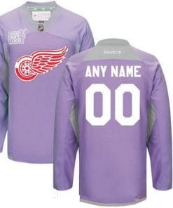 Custom Detroit Red Wings Jersey Name And Number Purple Pink Reebok Hockey Fights Cancer Practice