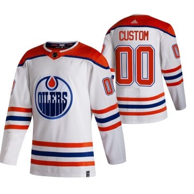 Custom Edmonton Oilers Jersey Name And Number 2020-21 White Reverse Retro Alternate NHL