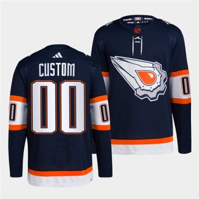 Custom Edmonton Oilers Jersey Name And Number 2022-23 Navy Reverse Retro 8 Custom Edmonton Oilers Jersey Name And Number 2022-23 Navy Reverse Retro