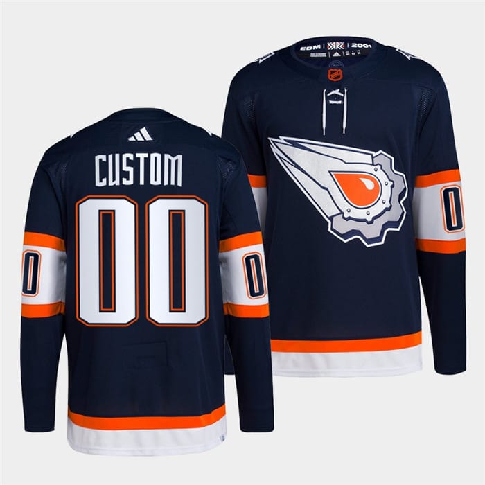 Custom Edmonton Oilers Jersey Name And Number 2022-23 Navy Reverse Retro 1 Custom Edmonton Oilers Jersey Name And Number 2022-23 Navy Reverse Retro