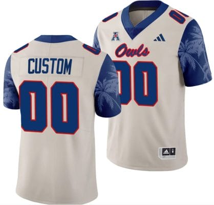 Custom FAU Owls Jersey Name and Number Alternate Football Game Sand 2023 10 Custom FAU Owls Jersey Name and Number Alternate Football Game Sand 2023