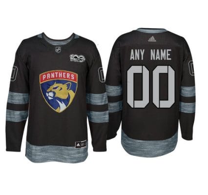 Custom Florida Panthers Jersey Name And Number 1917-2017 Black 100th Anniversary NHL