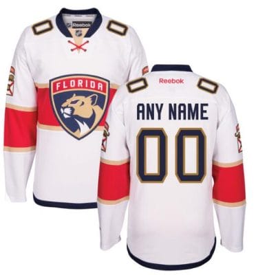 Custom Florida Panthers Jersey Name And Number White Reebok Away Premier