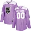 Custom Los Angeles Kings Jersey Name And Number Purple Pink Hockey Fights Cancer Practice