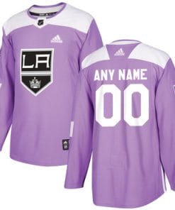 Custom Los Angeles Kings Jersey Name And Number Purple Pink Hockey Fights Cancer Practice