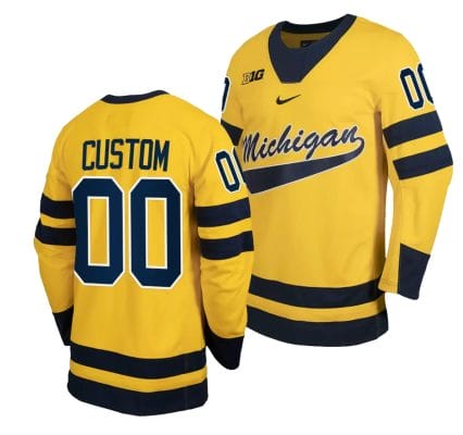 Custom Michigan Wolverines Jersey Name and Number Classic Hockey Maize #00 Replica 2023-24