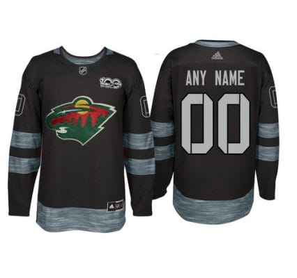 Custom Minnesota Wild Jersey Name And Number 1917-2017 Black 100th Anniversary NHL