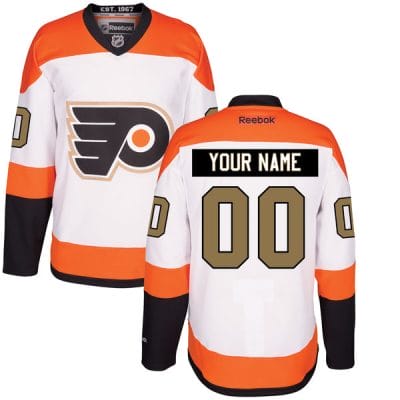Custom Philadelphia Flyers Jersey Name And Number White Third 50th Gold NHL Reebok Hockey
