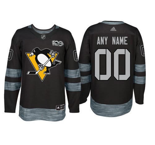 Custom Pittsburgh Penguins Jersey Name And Number 1917-2017 Black 100th Anniversary NHL 1 Custom Pittsburgh Penguins Jersey Name And Number 1917-2017 Black 100th Anniversary NHL
