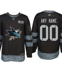 Custom San Jose Sharks Jersey Name And Number 1917-2017 Black 100th Anniversary NHL