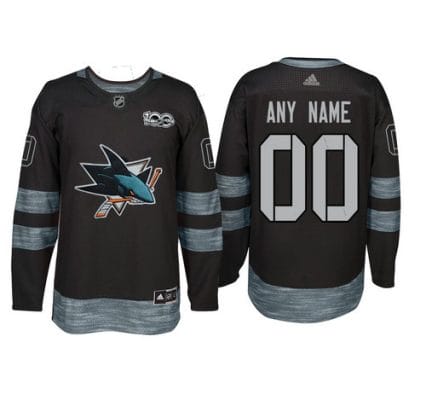 Custom San Jose Sharks Jersey Name And Number 1917-2017 Black 100th Anniversary NHL
