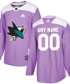 Custom San Jose Sharks Jersey Name And Number Purple Pink Hockey Fights Cancer Practice