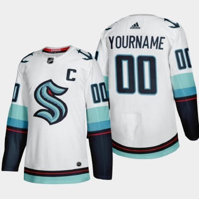 Custom Seattle Kraken Jersey Name And Number 2021-22 White Away NHL 8 Custom Seattle Kraken Jersey Name And Number 2021-22 White Away NHL