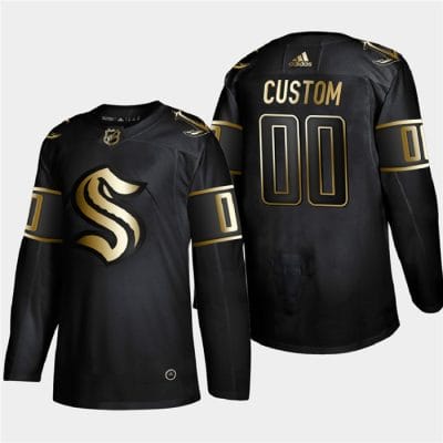Custom Seattle Kraken Jersey Name And Number Black Golden Edition Limited NHL