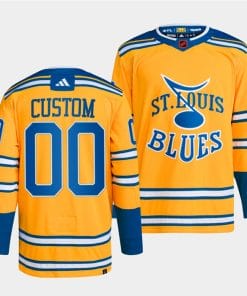 Custom St Louis Blues Jersey Name And Number 2022-23 Yellow Reverse Retro