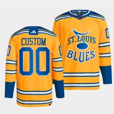 Custom St Louis Blues Jersey Name And Number 2022-23 Yellow Reverse Retro
