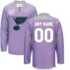Custom St Louis Blues Jersey Name And Number Purple Pink Reebok Hockey Fights Cancer Practice