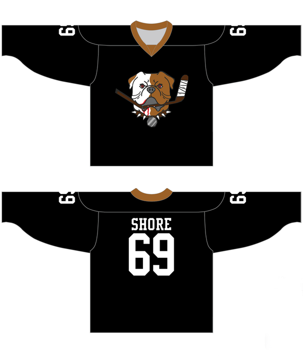 Custom Sudbury Bulldogs Jersey #69 Shore Black Hockey 1 Custom Sudbury Bulldogs Jersey #69 Shore Black Hockey