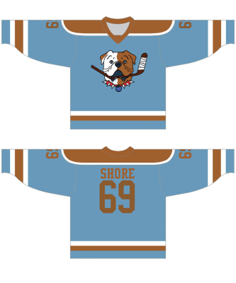 Custom Sudbury Bulldogs Jersey #69 Shore Blue Hockey