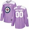 Custom Winnipeg Jets Jersey Name And Number Purple Pink Hockey Fights Cancer Practice