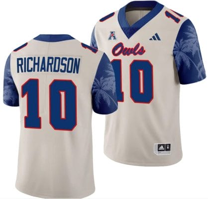 FAU Owls Daniel Richardson Jersey #10 Alternate Football Game Sand 2023