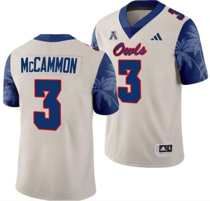 FAU Owls Larry McCammon Jersey #3 Alternate Football Game Sand 2023