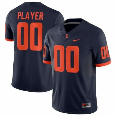 Custom Illinois Fighting Jersey Name and Number College Football Navy
