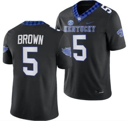 Kentucky Wildcats Anthony Brown Jersey #5 Alternate Football Game Black 2023 10 Kentucky Wildcats Anthony Brown Jersey #5 Alternate Football Game Black 2023