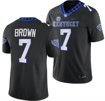 Kentucky Wildcats Barion Brown Jersey #7 Alternate Football Game Black 2023
