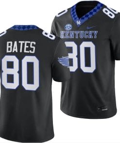 Kentucky Wildcats Brenden Bates Jersey #80 Alternate Football Game Black 2023