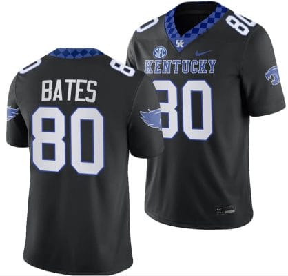 Kentucky Wildcats Brenden Bates Jersey #80 Alternate Football Game Black 2023