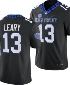 Kentucky Wildcats Devin Leary Jersey #13 Alternate Football Game Black 2023