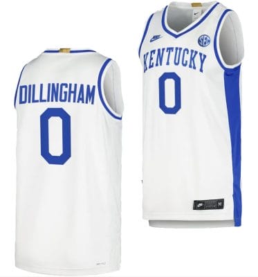Kentucky Wildcats Robert Dillingham Jersey #0 Limited Retro Basketball White 2023-24 6 Kentucky Wildcats Robert Dillingham Jersey #0 Limited Retro Basketball White 2023-24