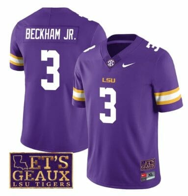 Lsu Tigers Odell Beckham Jr Jersey #3 College Football Let's Geaux Patch Stitched Purple