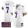 Lsu Tigers Grant Delpit Jersey #7 College Football Let's Geaux Patch Stitched White