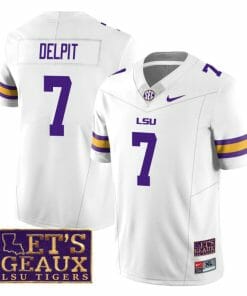 Lsu Tigers Grant Delpit Jersey #7 College Football Let's Geaux Patch Stitched White