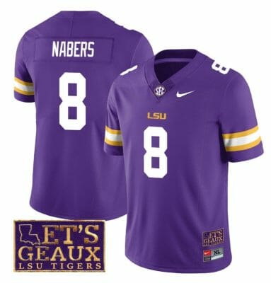 Lsu Tigers Malik Nabers Jersey #8 College Football Let's Geaux Patch Stitched Purple