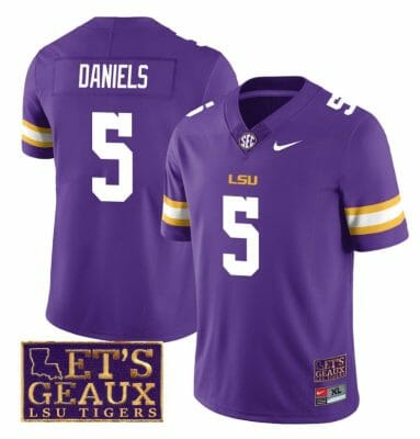 Lsu Tigers Jayden Daniels Jersey #5 College Football Let's Geaux Patch Stitched Purple 8 Lsu Tigers Jayden Daniels Jersey #5 College Football Let's Geaux Patch Stitched Purple
