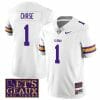 Lsu Tigers JaMarr Chase Jersey #1 College Football Let's Geaux Patch Stitched White