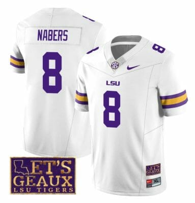 Lsu Tigers Malik Nabers Jersey #8 College Football Let's Geaux Patch Stitched White