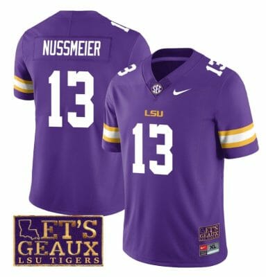 Lsu Tigers Garrett Nussmeier Jersey #13 College Football Let's Geaux Patch Stitched Purple 8 Lsu Tigers Garrett Nussmeier Jersey #13 College Football Let's Geaux Patch Stitched Purple