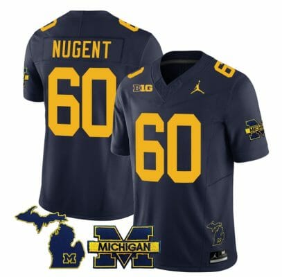 Michigan Wolverines Drake Nugent Jersey #60 Special College Football 2023 Stitched Navy 8 Michigan Wolverines Drake Nugent Jersey #60 Special College Football 2023 Stitched Navy