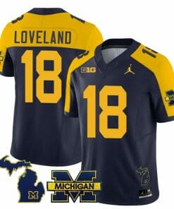 Michigan Wolverines Colston Loveland Jersey #18 Special College Football 2023 Stitched Navy Alternate
