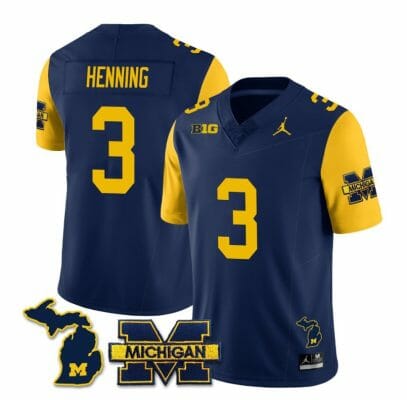 Michigan Wolverines AJ Henning Jersey #3 Special College Football 2023 Stitched Maize Sleeves