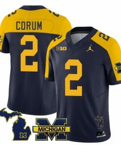 Michigan Wolverines Blake Corum Jersey Special #2 College Football 2023 Stitched Navy Alternate