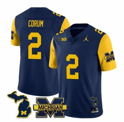 Michigan Wolverines Blake Corum Jersey Special #2 College Football 2023 Stitched Maize Sleeves