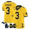 Michigan Wolverines AJ Henning Jersey #3 Special College Football 2023 Stitched Maize